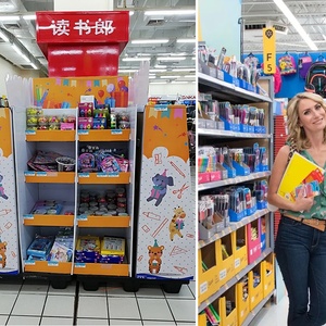 Tùy Chỉnh Văn Phòng Phẩm Tông Sàn Móc Hiển Thị Kệ Bán Lẻ Giấy Hiển Thị Kệ Máy Tính Xách Tay Sóng Hiển Thị Các Tông Đứng - Product Image 6