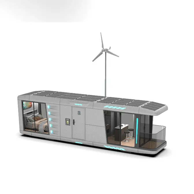 2024 Hochwertige mit Solarenergie Strandvilla mobiles vorgefertigtes Raumkapselhaus Büro fertighaus