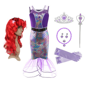 ชุดเจ้าหญิงนางเงือกสำหรับเด็กผู้หญิง,ชุดคอสเพลย์แอเรียลสำหรับงานเลี้ยงฮาโลวีนชุดเดรสเด็กผู้หญิงชุดไม้คฑามงกุฎ - Product Image 5