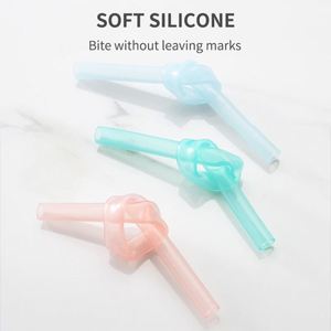 3pcs BPA-Free <b>Reusable</b> Transparent Brush Silicone Soft Drinking <b>Straws</b> with Cleaning Brush Set Bar Party Kitchen Supplies - Product Image 3