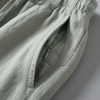 Pantalon en lin 100 % personnalisé pour homme, vente en gros, OEM, avec cordon de serrage, décontracté, respirant, coupe ample, vêtements en lin d'été, usine TKAN7724