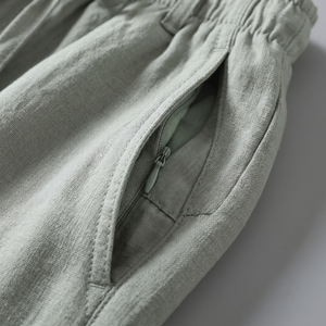 Wholesale Custom <b>Men</b> 100% Linen Pants OEM Drawstring Casual Trousers Summer Breathable Loose Fit Linen Clothing Factory TKAN7724 - Product Image 3