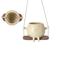 Pop Adorable Visage Souriant Balançoire Pot de Fleurs Décoration Personnalisée Vase Cartoon en Résine pour Plantes Succulentes Pot Suspendu