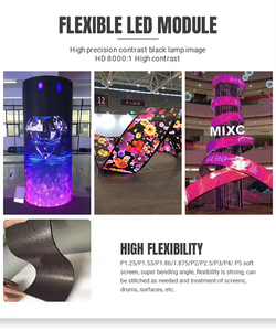 Módulo LED Flexible de Alto Brillo Personalizado, Pantalla LED P2 P2.5 P3 P4 P5 P6, Video Wall Flexible, Pantalla LED Publicitaria - Product Image 3