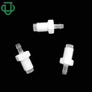 JU 1/4-28UNF Bottom Sealing Rotating Thread to 3/32"(2.4mm) Hose Tail End Barb Plastic Male Threaded Pipe Fitting