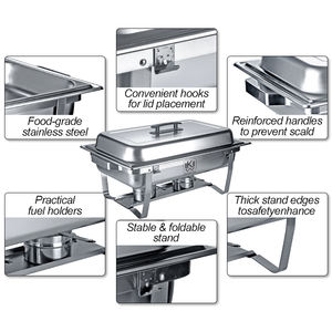 1/2 GN Pfanne Edelstahl Full Size Faltbare Chafing Dish 9L Alkohol ofen Rechteckige Edelstahl Luxus Chafing Dishes - Product Image 4