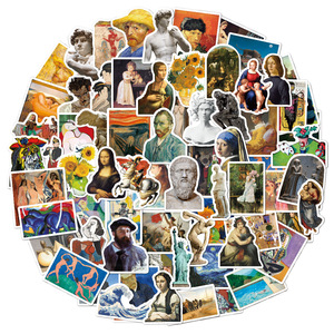 100 Uds artista del Renacimiento italiano <span class=keywords><strong>Leonardo</strong></span> Da Vinci pegatina de pintura al óleo clásica de moda pegatina de dibujos animados - Product Image 1