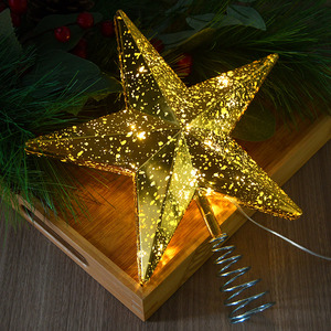 Décoration de sommet d'arbre de Noël LED faite à la main, à piles, étoile à cinq branches colorée pour une ambiance festive - Product Image 1