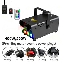 Machine à fumée en acier inoxydable 500W RGB 3 LED, machine à brouillard multicolore avec télécommande 2CH DMX, éjecteur de scène pour fête DJ Disco