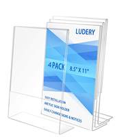 Enseigne horizontale personnalisée de type L en acrylique de taille A4 A5 A6 clair pour table Enseigne de menu Support pour marque-place
