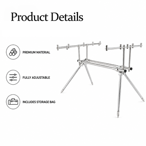Soporte de Pesca Ajustable de Aluminio JSFUN de <span class=keywords><strong>4</strong></span> Pies para Pesca de Carpa/en Hielo, con 10 Soportes, Retráctil, Plegable y Resistente - Product Image 3