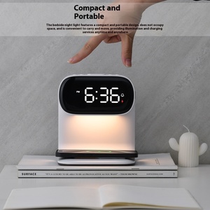 Luminária de Mesa LED Moderna e Criativa com Carregamento Sem Fio, Carregamento Rápido, Despertador, Alimentada por Bateria, Nova Luz Noturna Quente Branca - Product Image 3