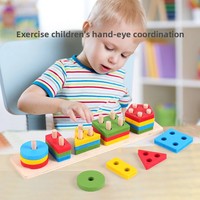Mainan Edukasi Puzzle 3D Kayu, Mainan Latihan Kognitif, Balok Susun, Permainan Mencocokkan