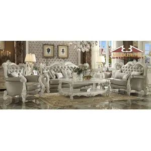 Longhao đồ nội thất nhà và khách sạn ghế sofa đồ nội thất Bạc Champagne da sang trọng gia đình phòng khách sofa Set cho biệt thự