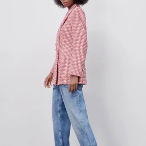 Giacca Casual da <span class=keywords><strong>donna</strong></span> <span class=keywords><strong>in</strong></span> <span class=keywords><strong>Tweed</strong></span> doppiopetto manica lunga da <span class=keywords><strong>donna</strong></span> - Product Image 4