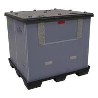 Palettes en plastique recyclables pliables renforcées Polyreflex, empilables, emboîtables, avec couvercle, pour le stockage en entrepôt de gros volumes