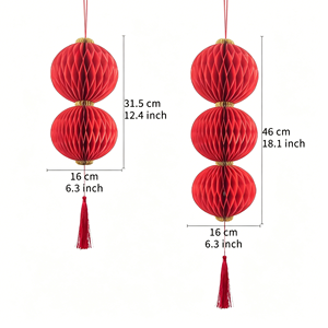 Lanterna Rossa di Capodanno a Nido d'Ape, Sfera Decorativa da Appendere, Lanterna di Carta per il Festival di Primavera, Decorazioni Artigianali Fai-da-te - Product Image 4