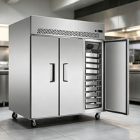 Réfrigérateur vertical commercial NobleSnow à trois portes, en acier inoxydable, type européen, de -5°C à +5°C, dégivrage automatique, bacs GN
