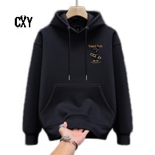 Felpa con cappuccio da uomo in cotone pesante stile americano autunno 2026, trendy, a gamba dritta, streetwear, casual, con stampa lettering, stile cool e <span class=keywords><strong>bad</strong></span> boy - Product Image 3