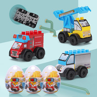 Juguete de Bloques de Construcción de Plástico Sorpresa, Coche de Bomberos de 40 Piezas para Armar, Vehículo de Construcción DIY para Fiestas Infantiles, Venta al Por Mayor