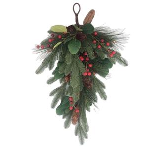 Feuilles de pir artificielles en hiver, aiguilles de pin, cônes suspendus pour murs, décoration de noël, ornement de porte avant, goutte d'eau - Product Image 4