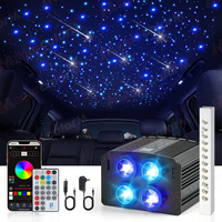 Kit de 4 projecteurs LED pour plafond de voiture, effet ciel étoilé, étoiles scintillantes, moteur de lumière à fibre optique