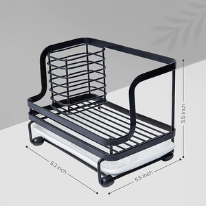 Organizzatore da <span class=keywords><strong>Cucina</strong></span> e Bagno in Metallo, Cestello per Rubinetto, Portaspugna con Pompa per Sapone e Vassoio di Drenaggio - Product Image 5