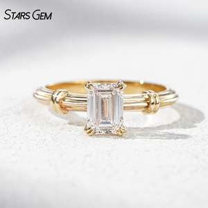 Bague en diamant de laboratoire, or jaune 10 carats, 1,2 carat, taille émeraude, bague solitaire, bagues de fiançailles - Product Image 2