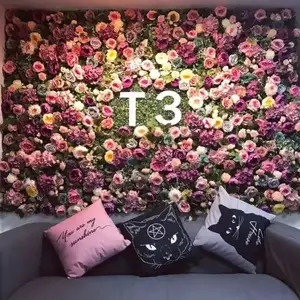 Paneles de flores enrollables para decoración de boda, Rosa verde, pared de flores