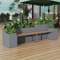 Jardinière de jardin rectangulaire en alliage d'aluminium enduit de poudre-Pot de fleur décoratif extérieur pour la plantation de la maison et de la pépinière