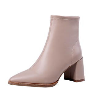 WETKISS Commercio All'ingrosso di Fascia Alta Su Misura <span class=keywords><strong>Donna</strong></span> Scarpe Autunno Inverno Caviglia Stivali Blocco Stivali Tacco Stivali di Pelle Delle Donne Scarpe - Product Image 3