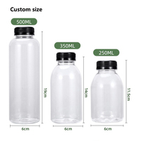 Bouteille de Jus en Plastique PET Jetable et Bouteille d'Enzyme en PET de 100ml, 200ml, 250ml, 300ml, 500ml Avec Couvercle Noir