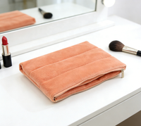 Sac de maquillage en polaire Terry Tower, fermeture éclair, portable, pour produits de soin de la peau, sac de rangement en peluche, sac cosmétique moelleux en tissu éponge tendance