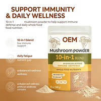 Poudre de champignons OEM 10 en 1 pour la défense immunitaire et la nutrition intégrale, poids net 340g, complément alimentaire
