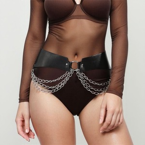 เข็มขัดรัดเอวสุดเซ็กซี่สำหรับผู้หญิงแฟชั่นพร้อมสายรัดถุงเท้ายาวหนัง PU พร้อมสายรัดถุงน่องโลหะสำหรับงานปาร์ตี้คอสเพลย์พังก์เข็มขัดร่างกาย - Product Image 2