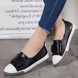 Zapatos planos versátiles para <span class=keywords><strong>mujer</strong></span>, calzado de cuero genuino sin cordones, informales, de Color sólido, para exteriores, para trabajo, color blanco, primavera y otoño, <span class=keywords><strong>2022</strong></span> - Product Image 4