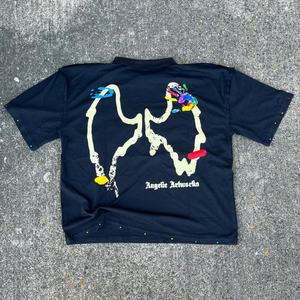 T-shirt pour homme surdimensionné vintage en coton 100% de haute qualité, longueur courte, 260 g/m², tricoté, été, avec broderie INS - Product Image 2