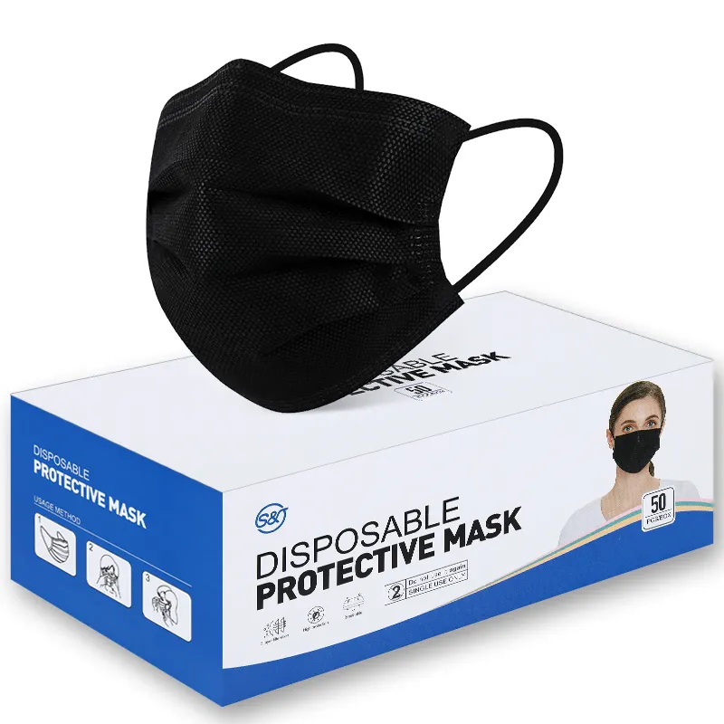 Oorhaakje 3-Laags 4-Ply Gezichtsmasker Non-woven Wegwerp Medische Non-Medische Klasse I Maten Voor volwassenen En Kinderen In Gevarieerde Kleuren