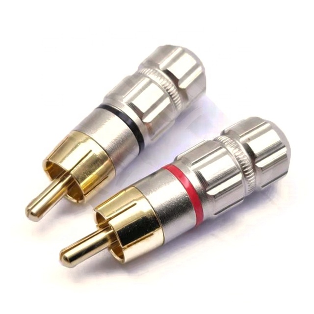 Top Grade Brass Gold-plated RCA Lotus Male Connector AV Plug for Audio Video