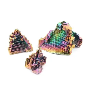 irregular size Wholesale Natural Rainbow Bismuth ore Crystal Metal Ore Bismuth Ornaments Metal Ore Specimen crystal bismuth