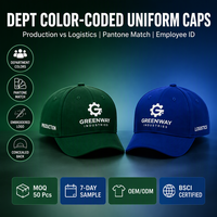 Casquette uniforme personnalisée avec codage couleur du département, logo d'entreprise brodé et nom du département – Vêtements de travail d'entreprise B2B en gros