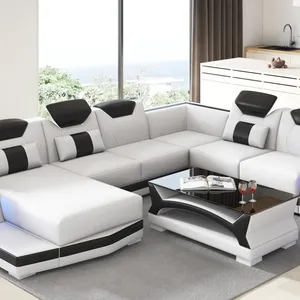 新款真皮沙发套装u型转角沙发佛山制造家具客厅沙发