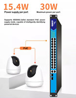 Switch Jaringan Gigabit PoE 24+2+2 Port dengan IEEE802.3af/at 52V/7.3A 380W 30W Daya Port Maks QoS SNMP Kapasitas 56Gbps Tersedia
