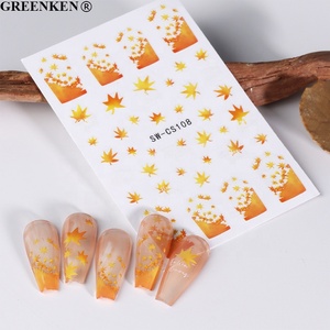 Autunno foglia d'acero a tema 3D Designer decalcomanie <span class=keywords><strong>per</strong></span> salone professionale non utilizzare <span class=keywords><strong>adesivi</strong></span> <span class=keywords><strong>per</strong></span> Nail Art - Product Image 3