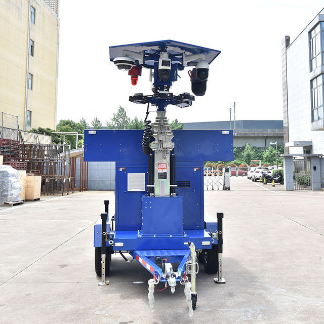 8-Solar-Panel CCTV Trailer Energy Station with LED Lights and Alarm Two Axle