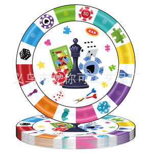 Assiettes en papier colorées jetables Yunik pour jeux de société, ensemble de vaisselle pour décorations de fête d'anniversaire - Product Image 2