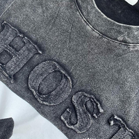 T-shirt homme personnalisé, nouvelle collection été, vintage délavé, manches courtes, coupe ample et décontractée, style hip-hop avec patchs brodés, coupe carrée