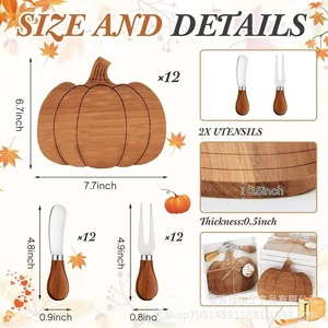Wooden Pumpkin Tray <b>Cheese</b> Board With <b>Knife</b> <b>Set</b> For Thanksgiving Halloween Party Decoration - Product Image 5