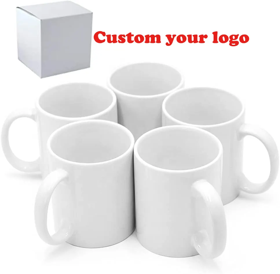 Tasse à sublimation 11OZ tasse à café avec logo personnalisé tasses à café réutilisables de conception de couple droit tasse en céramique