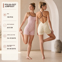 Combinaison de sport et yoga personnalisée, durable et recyclée, à pois, 87 % nylon 13 % élasthanne, dos nu, anti-transparence, pour l'entraînement
